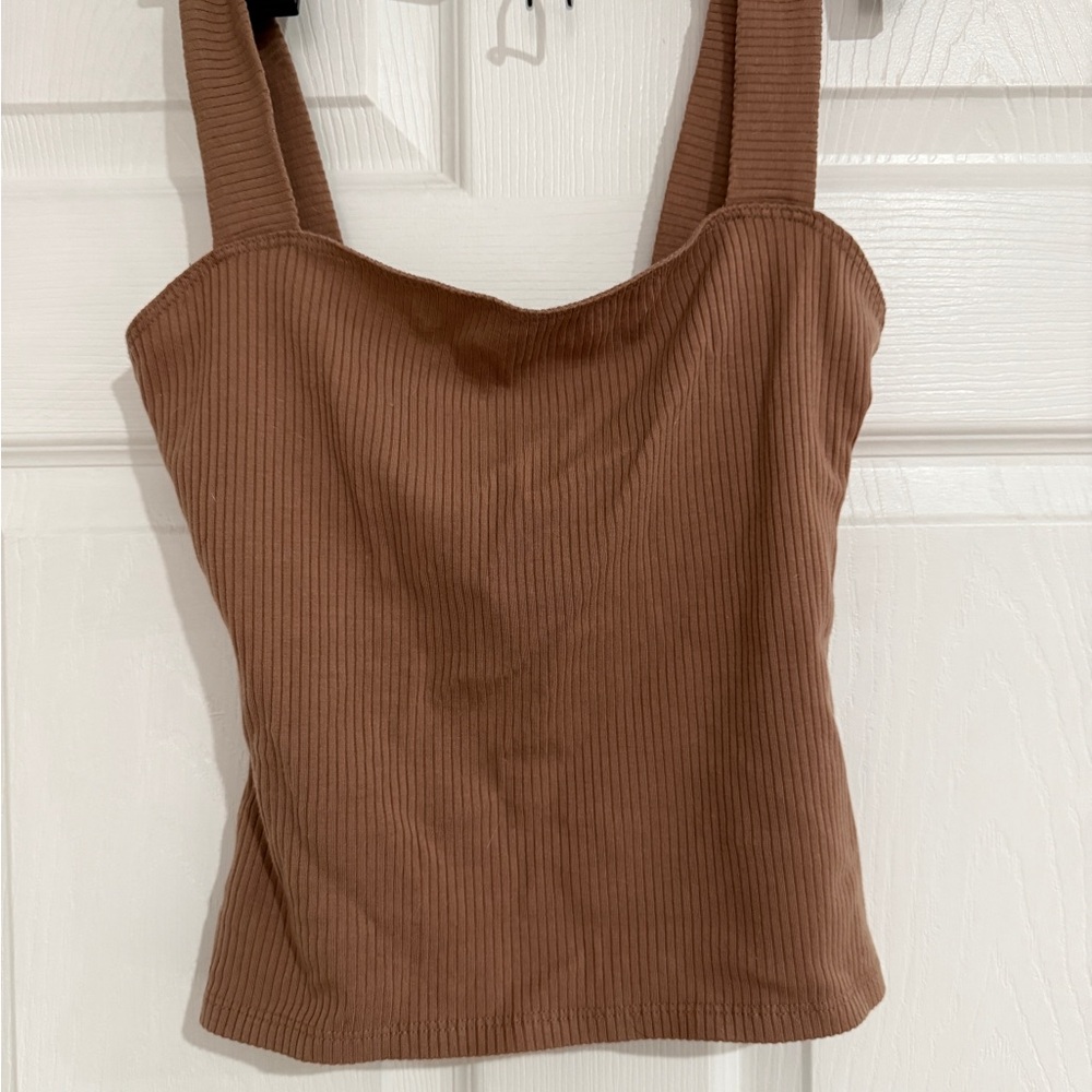 Reformation Ribbed Tan Tank Top